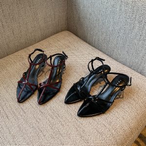 Elegant French Pointed Toe Stiletto Sandals for Women - 2025 New Style Cross Strap Summer Commuting Shoes