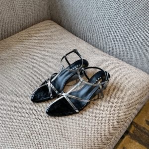 Elegant French Pointed Toe Stiletto Sandals for Women - 2025 New Style Cross Strap Summer Commuting Shoes