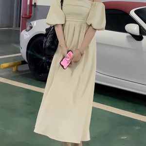 Elegant French-Style One-Shoulder Plus Size Dress for Summer - Flattering for Curvy Figures, Hides Belly, Cinches Waist