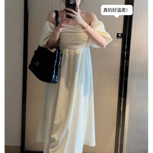 Elegant French-Style One-Shoulder Plus Size Dress for Summer - Flattering for Curvy Figures, Hides Belly, Cinches Waist