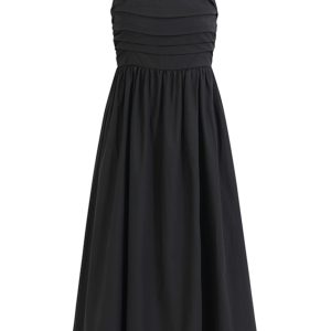 Elegant Goddess Long Black Dress - French Style Vacation Sling Dress for Summer 2025 Women's Fashion