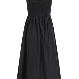 Elegant Goddess Long Black Dress - French Style Vacation Sling Dress for Summer 2025 Women's Fashion