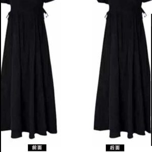 Elegant Hepburn-Style Black Square-Neck Dress for Women, 2025 Summer, High-End Waist-Cinching Mid-Length Fashion