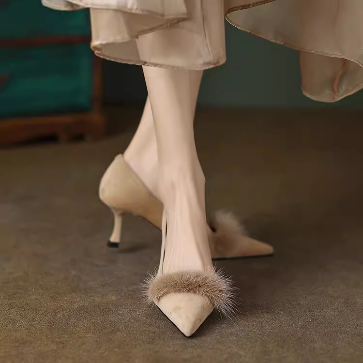 Elegant Italian Pointed Toe Stiletto Heels in Genuine Leather Suede - Women's Fashionable High Heels for Chic Style