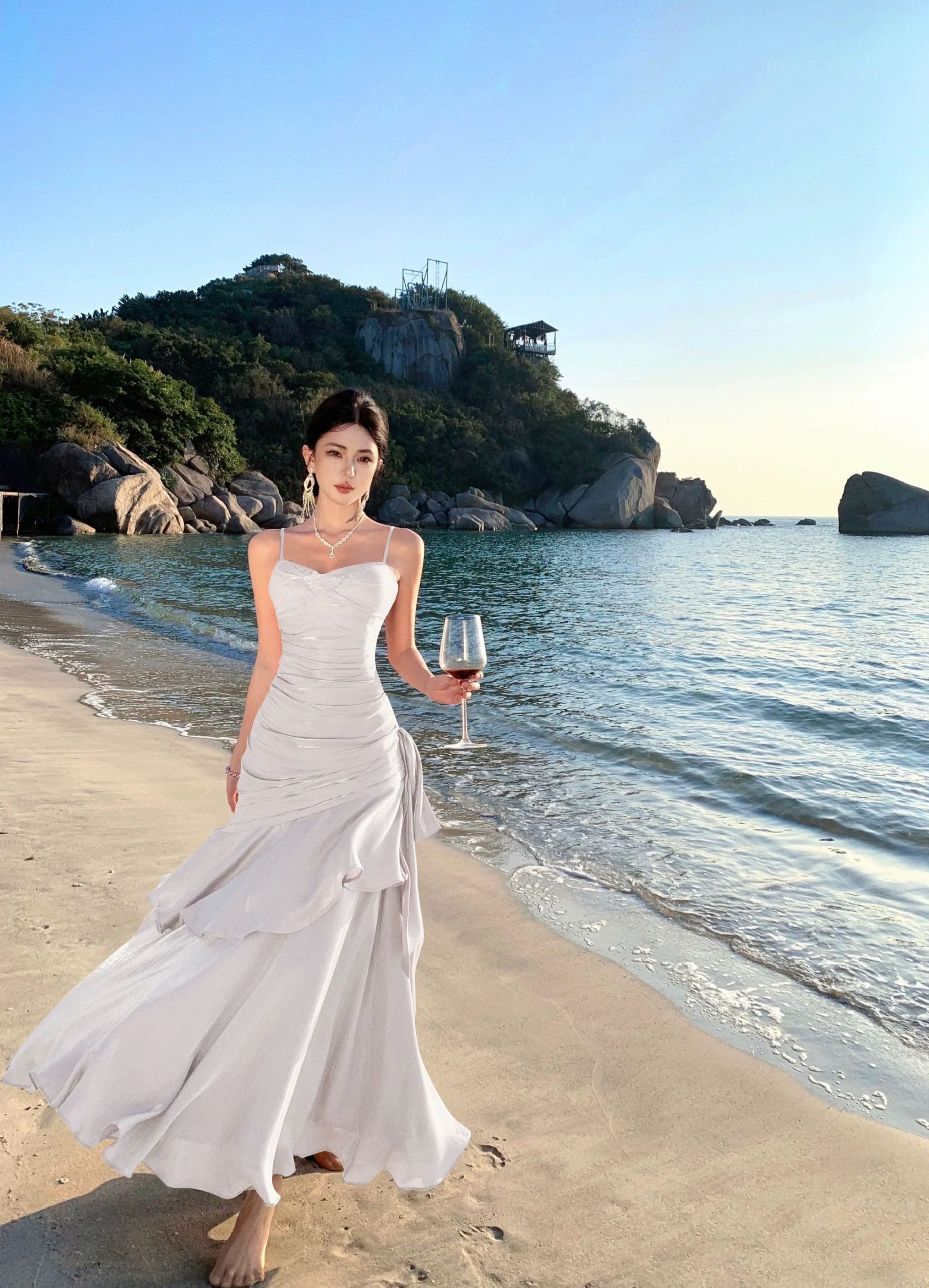 Elegant Mermaid Blue Fishtail Dress for Women - Summer Goddess Waist-Cinching Slim Fit Spaghetti Strap - High-End Fashion Elegant Mermaid Blue Fishtail Dress for Women - Summer Goddess Waist-Cinching Slim Fit Spaghetti Strap - High-End Fashion