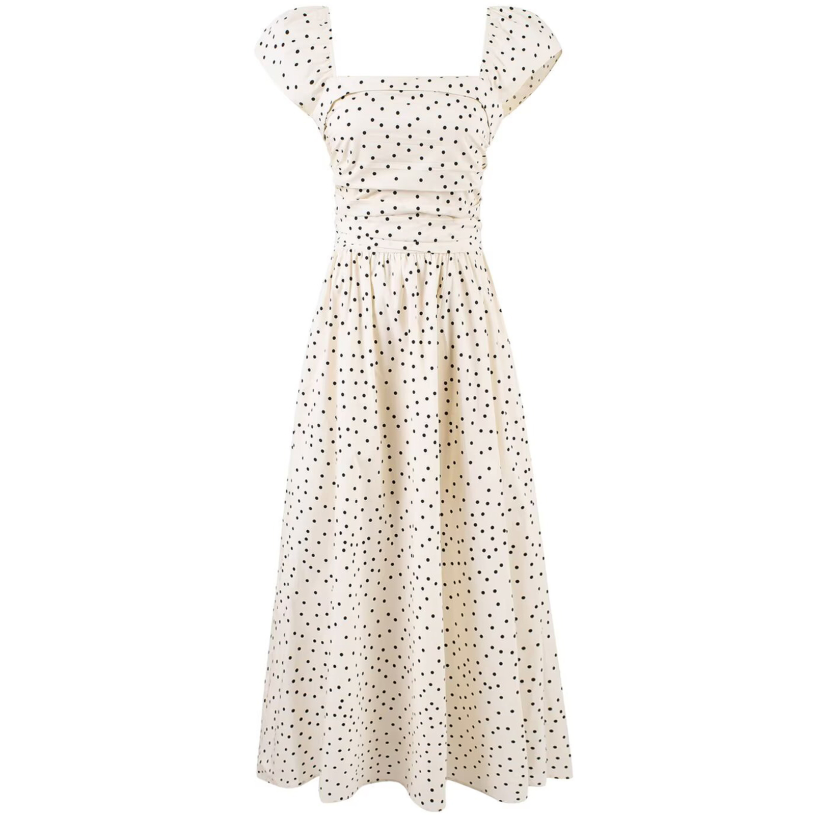 Elegant Off-White Polka Dot Dress for Women - French Style Long Dress, Summer 2025 Fashion, Chic and Sophisticated Look