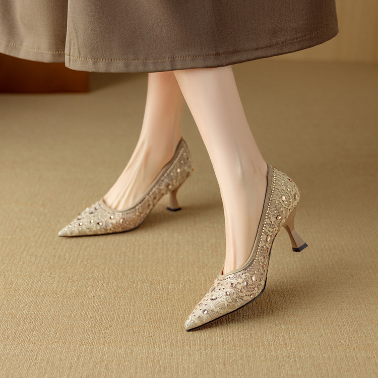 Elegant Pointed Toe High Heels for Women, Sexy Mesh Stiletto Shoes, Breathable Fashion Footwear, Chic Evening Style