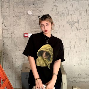 Elegant Round Neck Short Sleeve Dog Print T-Shirt for Women - Versatile Spring/Summer Fashion Top, Perfect for Casual 90s Y2K Style