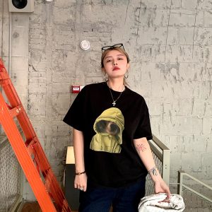 Elegant Round Neck Short Sleeve Dog Print T-Shirt for Women - Versatile Spring/Summer Fashion Top, Perfect for Casual 90s Y2K Style