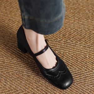 Elegant Square-Toed High-Heeled Mary Janes for Women - Chunky Heel, Shallow Mouth, Italian Style, High-Quality Fashion Footwear