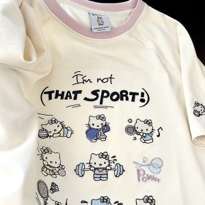 Embroidered Cartoon Color-Blocking Short-Sleeve T-Shirt for Women - Summer 2023 Trendy Cotton Top