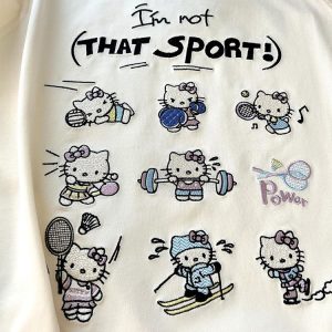 Embroidered Cartoon Color-Blocking Short-Sleeve T-Shirt for Women - Summer 2023 Trendy Cotton Top