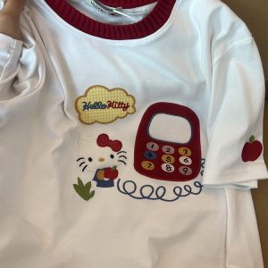 Embroidered Color-Block Short-Sleeve T-Shirt for Women - Stylish Summer 2025 Pure Cotton Casual Top