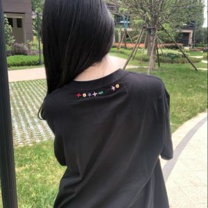 Embroidered Floral Letter Heavyweight Short Sleeve T-Shirt for Women - Summer 2025 Trendy Couple's Top, Unique and Stylish