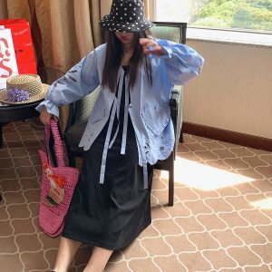 Embroidered Pocket Shirt Jacket for Women - Unique Spring Summer 2025 Fashion Top, Age-Reducing Style