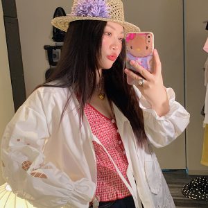 Embroidered Pocket Shirt Jacket for Women - Unique Spring Summer 2025 Fashion Top, Age-Reducing Style