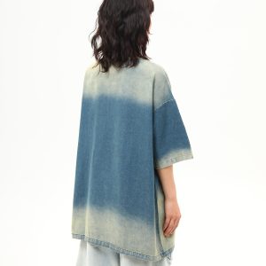 Embroidered Retro Washed Denim Short-Sleeve T-Shirt for Women - High-End Summer Fashion Trend