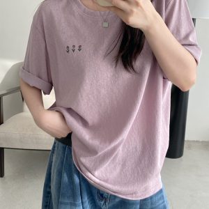 Energetic Rose Print Cotton T-shirt in Japanese Style with Sun Grapefruit and Snowflake Design - Loose Casual Versatile Top