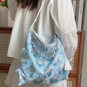 Ethnic Han Element Crossbody Bag - Large Capacity Miaojiang Hanfu Shoulder Tote for Daily Style 2025