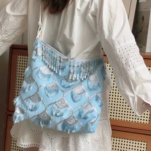 Ethnic Han Element Crossbody Bag - Large Capacity Miaojiang Hanfu Shoulder Tote for Daily Style 2025