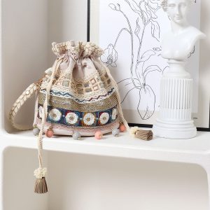 Ethnic Style Bucket Bag - Versatile Crossbody for Travel, Yunnan & Tibet Inspired, Cute Vacation Accessory