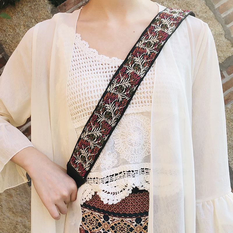 Ethnic Style Embroidered Wide Strap Bag Accessory - Adjustable Shoulder and Crossbody Strap for Versatile Use Ethnic Style Embroidered Wide Strap Bag Accessory - Adjustable Shoulder and Crossbody Strap for Versatile Use