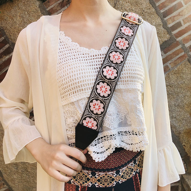 Ethnic Style Embroidered Wide Strap Bag Accessory - Adjustable Shoulder and Crossbody Strap for Versatile Use Ethnic Style Embroidered Wide Strap Bag Accessory - Adjustable Shoulder and Crossbody Strap for Versatile Use