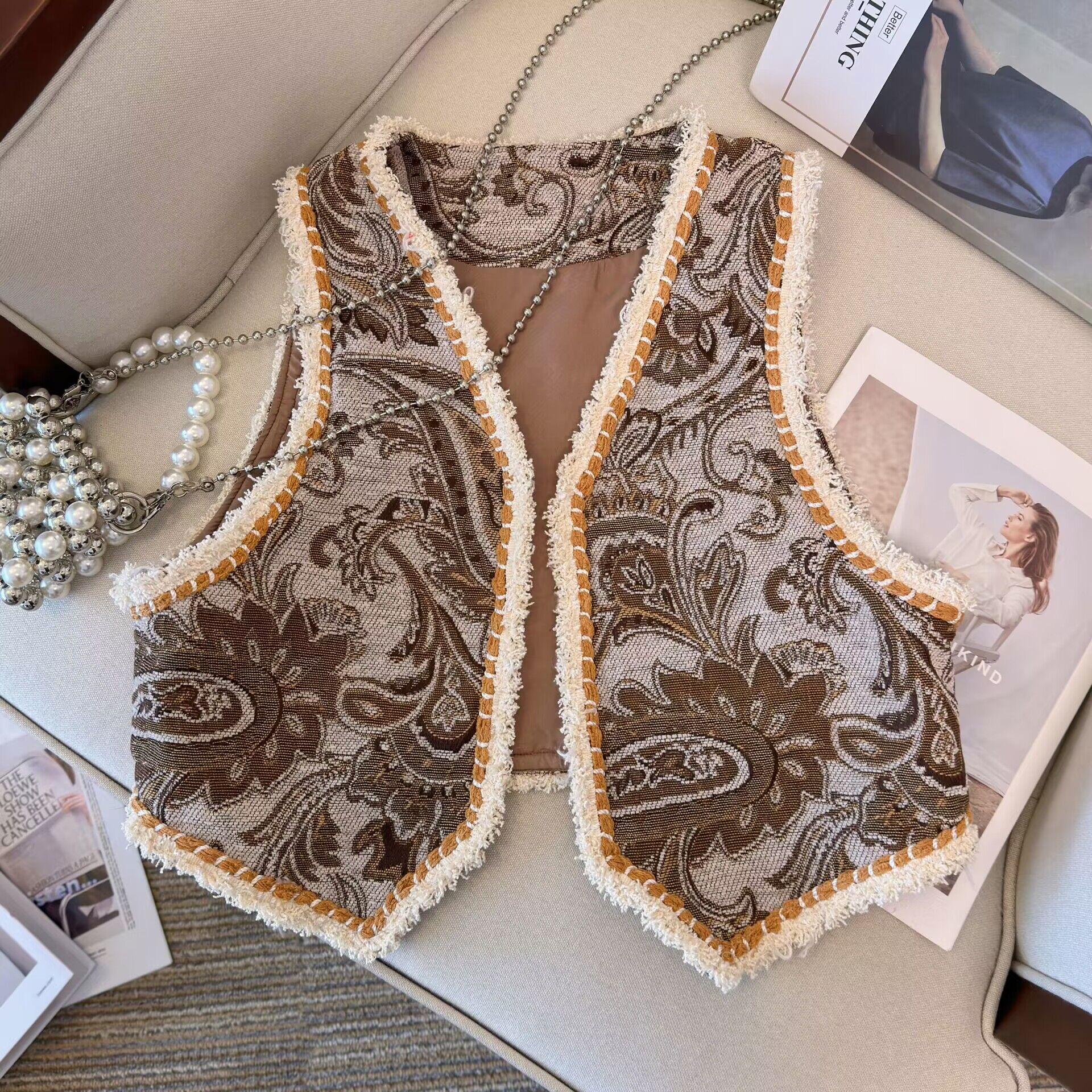 Ethnic Style Jacquard Embroidered Vest - Short Retro Cardigan for Travel, Inspired by Xinjiang and Northwest Tibet Fashion