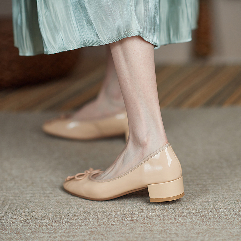 Fairy Style Red Genuine Leather Mid-Heel Bow Shoes for Women - Sweet Wedding and Bridesmaid Footwear Fairy Style Red Genuine Leather Mid-Heel Bow Shoes for Women - Sweet Wedding and Bridesmaid Footwear