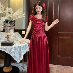 Flared Collar Little White Dress with French Court Design - Three-Color High-End Summer Dress for a Chic 90s Look