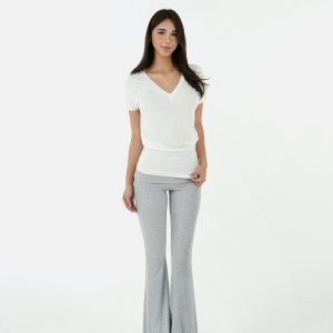 Flared Waist Knitted Ribbed Slim-Fit Pants - Y2K Style, Comfortable Fashionable Trousers for Effortless Everyday Wear