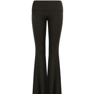 Flared Waist Knitted Ribbed Slim-Fit Pants - Y2K Style, Comfortable Fashionable Trousers for Effortless Everyday Wear