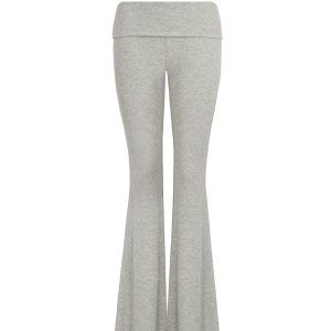 Flared Waist Knitted Ribbed Slim-Fit Pants - Y2K Style, Comfortable Fashionable Trousers for Effortless Everyday Wear