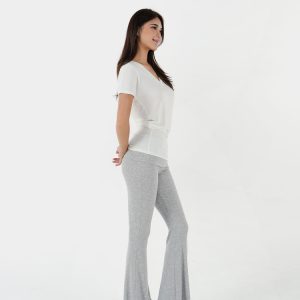 Flared Waist Knitted Ribbed Slim-Fit Pants - Y2K Style, Comfortable Fashionable Trousers for Effortless Everyday Wear