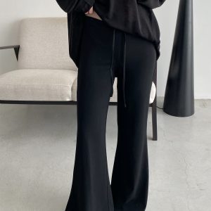 Flared Yoga Pants for Women - Sun Grapefruit Modal, Relaxed Fit Casual Long Pants, Spring Summer Style, Comfortable Activewear