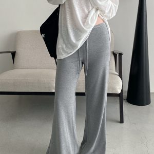 Flared Yoga Pants for Women - Sun Grapefruit Modal, Relaxed Fit Casual Long Pants, Spring Summer Style, Comfortable Activewear