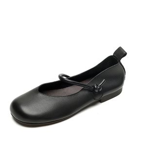 Flat Mary Jane Shoes for Women, 2025 Spring Summer Collection, Top Layer Cowhide, Round Toe, Soft Bottom, Casual Comfort