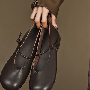Flat Mary Jane Shoes for Women, 2025 Spring Summer Collection, Top Layer Cowhide, Round Toe, Soft Bottom, Casual Comfort