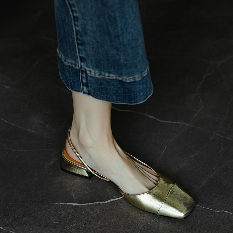 Flat Open-Toe Chunky Low-Heeled Sandals for Women - Backless Square Toe Design, Italian Style, Trendy Summer Footwear