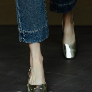 Flat Open-Toe Chunky Low-Heeled Sandals for Women - Backless Square Toe Design, Italian Style, Trendy Summer Footwear