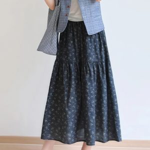 Floral A-Line Midi Skirt for Women, Plus Size Summer Skirt for Pear-Shaped Bodies, Trendy 2025 Fashion Piece