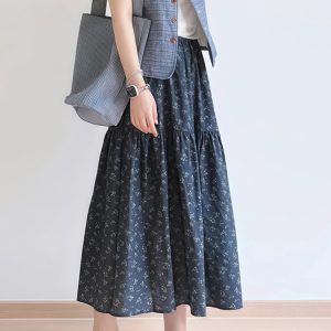 Floral A-Line Midi Skirt for Women, Plus Size Summer Skirt for Pear-Shaped Bodies, Trendy 2025 Fashion Piece