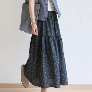 Floral A-Line Midi Skirt for Women, Plus Size Summer Skirt for Pear-Shaped Bodies, Trendy 2025 Fashion Piece