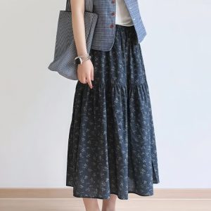 Floral A-Line Midi Skirt for Women, Plus Size Summer Skirt for Pear-Shaped Bodies, Trendy 2025 Fashion Piece