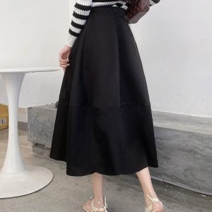 Floral Bud High-Waisted Flare Skirt - Slimming Mid-Length Commuter Style for Spring/Summer 2025