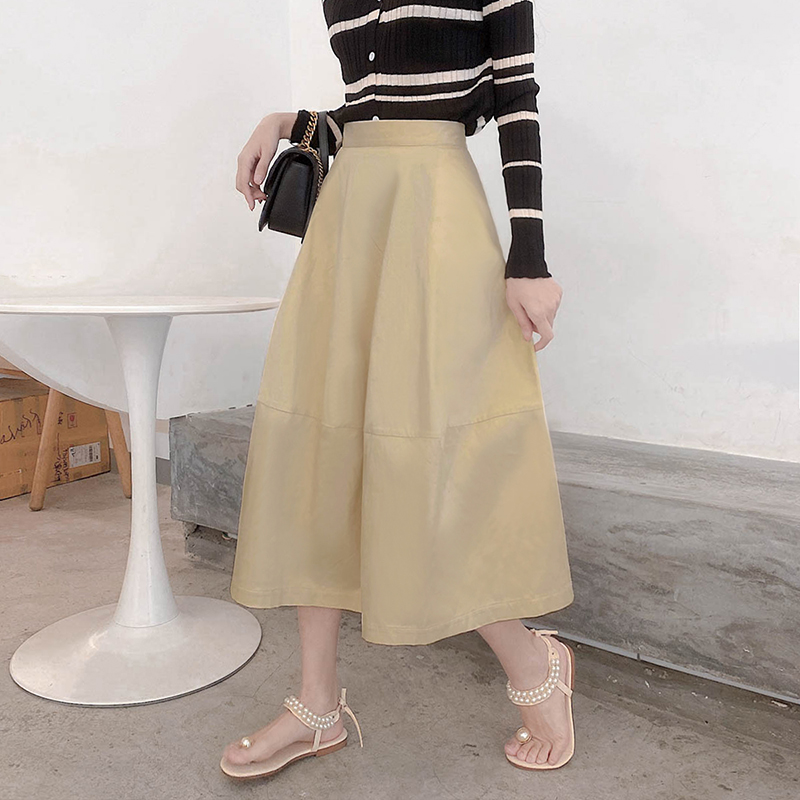 Floral Bud High-Waisted Flare Skirt - Slimming Mid-Length Commuter Style for Spring/Summer 2025