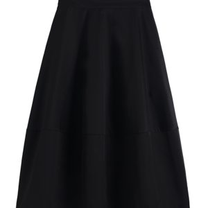 Floral Bud High-Waisted Flare Skirt - Slimming Mid-Length Commuter Style for Spring/Summer 2025