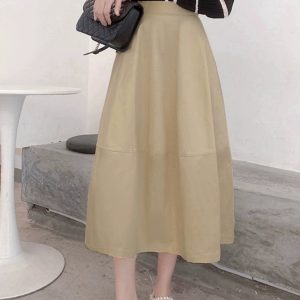 Floral Bud High-Waisted Flare Skirt - Slimming Mid-Length Commuter Style for Spring/Summer 2025