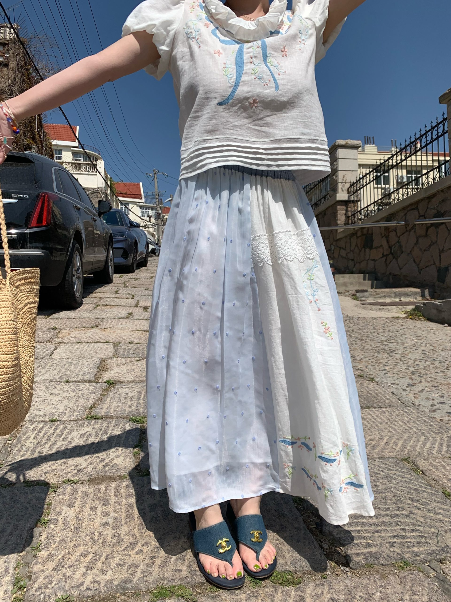 Floral Embroidery Linen Short Sleeve Shirt and Skirt Set for Women - Vintage Summer Outfit, Loose Fit, Boho Style Floral Embroidery Linen Short Sleeve Shirt and Skirt Set for Women - Vintage Summer Outfit, Loose Fit, Boho Style