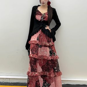 Floral Lace Spaghetti Strap Dress - Thai-Inspired Summer Vacation Beach Dress for a 90s Boho Look